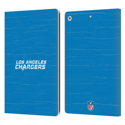 NFL Los Angeles Chargers Logo Distressed Look Leather Book Wallet Case Cover For Apple iPad 10.2 2019/2020/2021