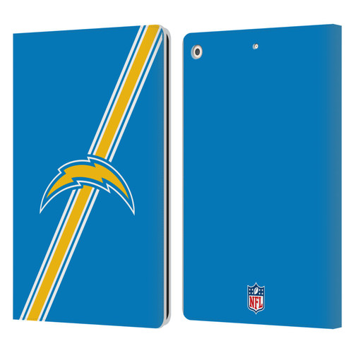 NFL Los Angeles Chargers Logo Stripes Leather Book Wallet Case Cover For Apple iPad 10.2 2019/2020/2021