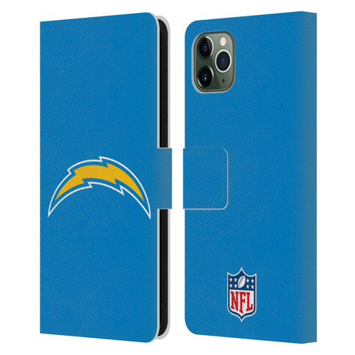 NFL Los Angeles Chargers Logo Plain Leather Book Wallet Case Cover For Apple iPhone 11 Pro Max