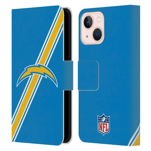 NFL Los Angeles Chargers Logo Plain Leather Book Wallet Case Cover For Apple iPhone 13 Mini
