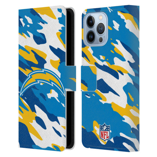 NFL Los Angeles Chargers Logo Camou Leather Book Wallet Case Cover For Apple iPhone 13 Pro Max