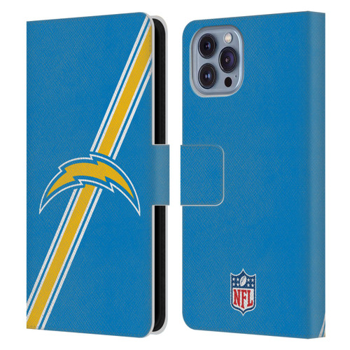 NFL Los Angeles Chargers Logo Stripes Leather Book Wallet Case Cover For Apple iPhone 14