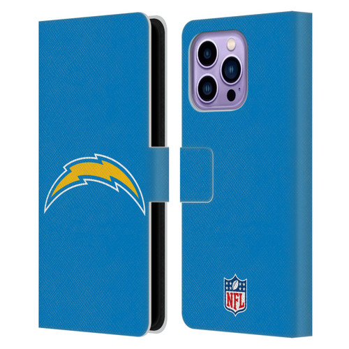 NFL Los Angeles Chargers Logo Plain Leather Book Wallet Case Cover For Apple iPhone 14 Pro Max