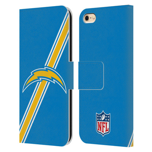 NFL Los Angeles Chargers Logo Stripes Leather Book Wallet Case Cover For Apple iPhone 6 / iPhone 6s
