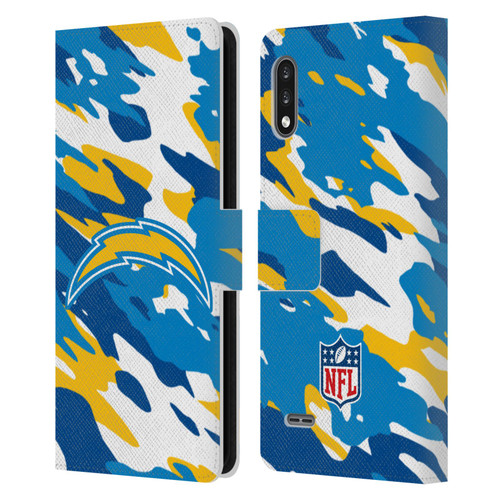 NFL Los Angeles Chargers Logo Camou Leather Book Wallet Case Cover For LG K22