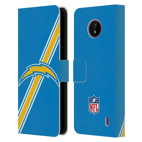 NFL Los Angeles Chargers Logo Stripes Leather Book Wallet Case Cover For Nokia C10 / C20