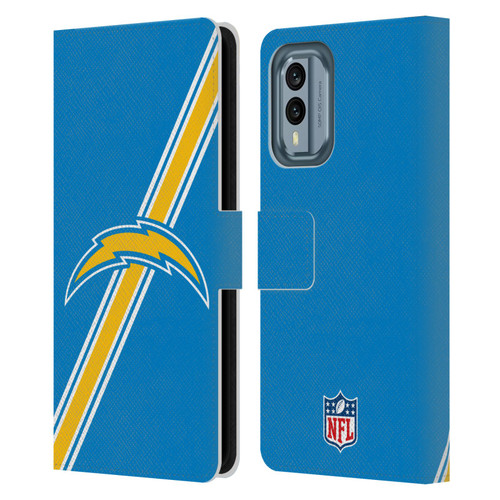 NFL Los Angeles Chargers Logo Stripes Leather Book Wallet Case Cover For Nokia X30