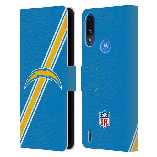 NFL Los Angeles Chargers Logo Plain Leather Book Wallet Case Cover For Motorola Moto E7 Power / Moto E7i Power