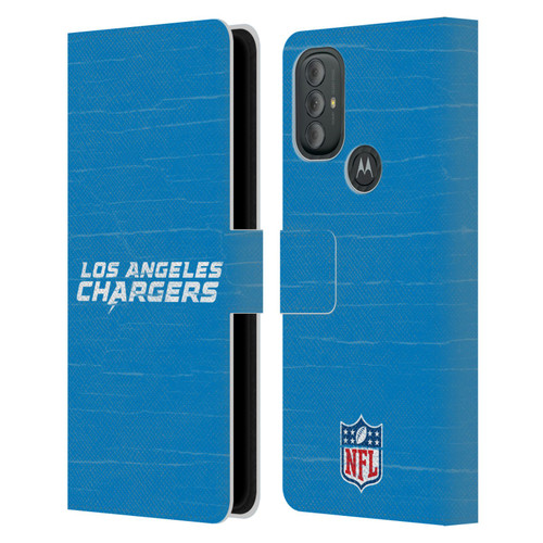 NFL Los Angeles Chargers Logo Distressed Look Leather Book Wallet Case Cover For Motorola Moto G10 / Moto G20 / Moto G30