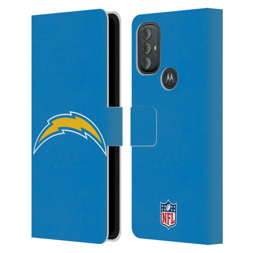 NFL Los Angeles Chargers Logo Plain Leather Book Wallet Case Cover For Motorola Moto G10 / Moto G20 / Moto G30