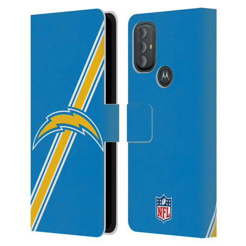 NFL Los Angeles Chargers Logo Stripes Leather Book Wallet Case Cover For Motorola Moto G10 / Moto G20 / Moto G30