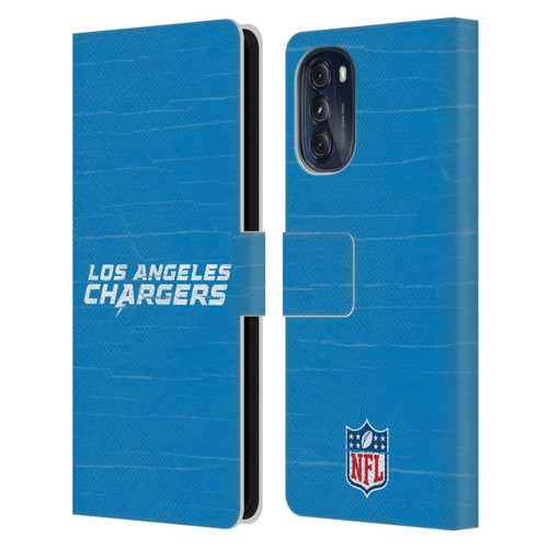 NFL Los Angeles Chargers Logo Distressed Look Leather Book Wallet Case Cover For Motorola Moto G (2022)