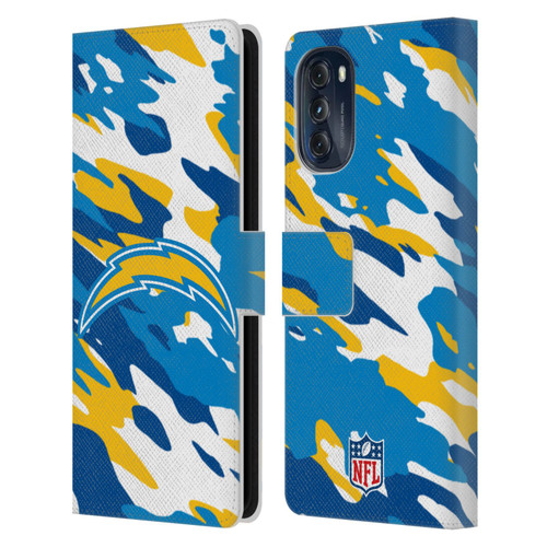 NFL Los Angeles Chargers Logo Camou Leather Book Wallet Case Cover For Motorola Moto G (2022)