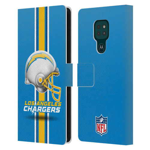 NFL Los Angeles Chargers Logo Helmet Leather Book Wallet Case Cover For Motorola Moto G9 Play