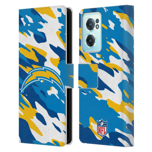 NFL Los Angeles Chargers Logo Camou Leather Book Wallet Case Cover For OnePlus Nord CE 2 5G