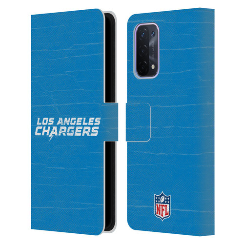 NFL Los Angeles Chargers Logo Distressed Look Leather Book Wallet Case Cover For OPPO A54 5G