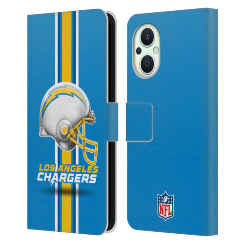 NFL Los Angeles Chargers Logo Helmet Leather Book Wallet Case Cover For OPPO Reno8 Lite