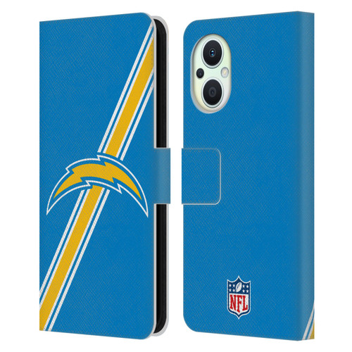 NFL Los Angeles Chargers Logo Stripes Leather Book Wallet Case Cover For OPPO Reno8 Lite