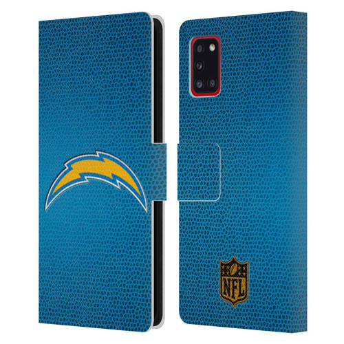 NFL Los Angeles Chargers Logo Football Leather Book Wallet Case Cover For Samsung Galaxy A31 (2020)