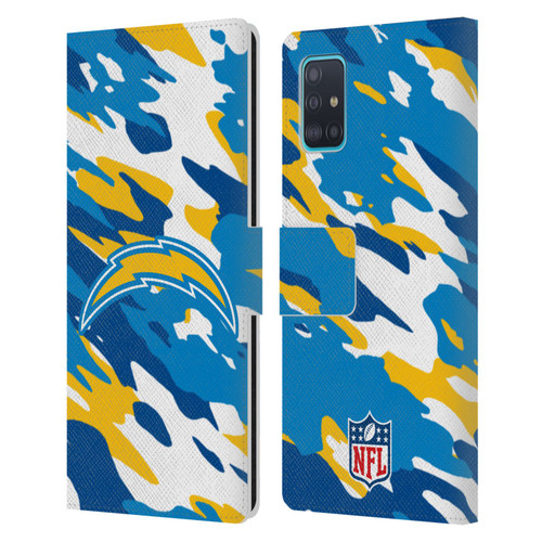 NFL Los Angeles Chargers Logo Camou Leather Book Wallet Case Cover For Samsung Galaxy A51 (2019)