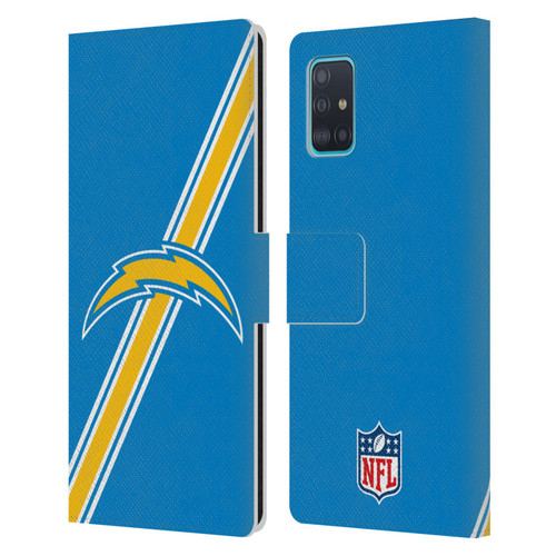 NFL Los Angeles Chargers Logo Stripes Leather Book Wallet Case Cover For Samsung Galaxy A51 (2019)