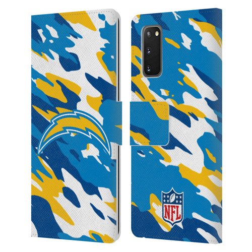 NFL Los Angeles Chargers Logo Camou Leather Book Wallet Case Cover For Samsung Galaxy S20 / S20 5G