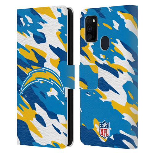 NFL Los Angeles Chargers Logo Camou Leather Book Wallet Case Cover For Samsung Galaxy M30s (2019)/M21 (2020)