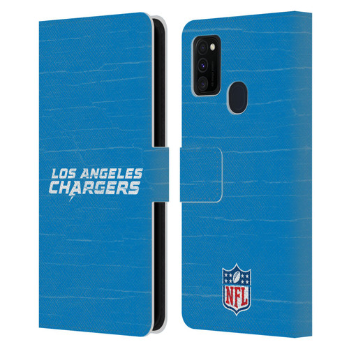 NFL Los Angeles Chargers Logo Distressed Look Leather Book Wallet Case Cover For Samsung Galaxy M30s (2019)/M21 (2020)