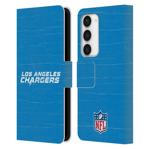 NFL Los Angeles Chargers Logo Distressed Look Leather Book Wallet Case Cover For Samsung Galaxy S23 5G