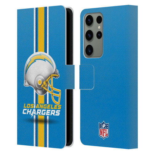 NFL Los Angeles Chargers Logo Helmet Leather Book Wallet Case Cover For Samsung Galaxy S23 Ultra 5G