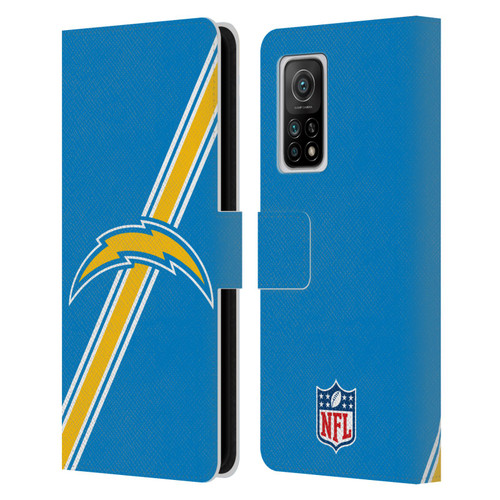 NFL Los Angeles Chargers Logo Stripes Leather Book Wallet Case Cover For Xiaomi Mi 10T 5G