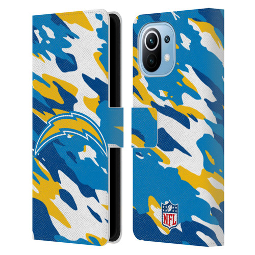 NFL Los Angeles Chargers Logo Camou Leather Book Wallet Case Cover For Xiaomi Mi 11