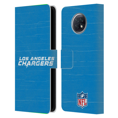 NFL Los Angeles Chargers Logo Distressed Look Leather Book Wallet Case Cover For Xiaomi Redmi Note 9T 5G