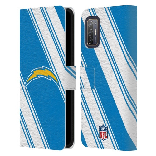 NFL Los Angeles Chargers Artwork Stripes Leather Book Wallet Case Cover For HTC Desire 21 Pro 5G