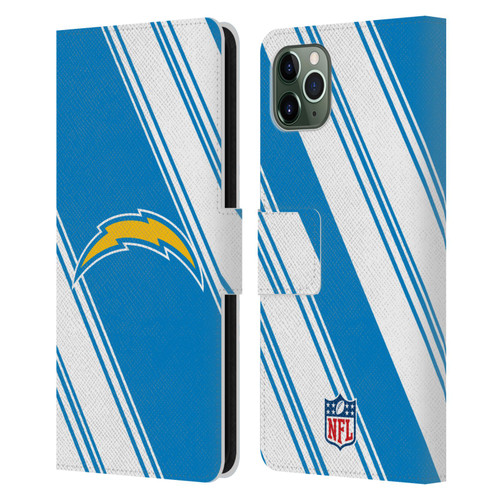 NFL Los Angeles Chargers Artwork Stripes Leather Book Wallet Case Cover For Apple iPhone 11 Pro Max
