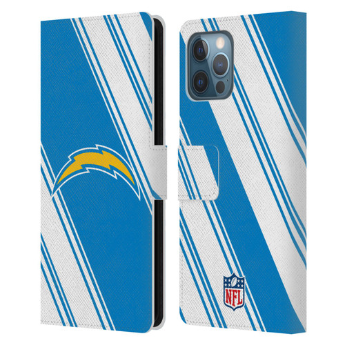 NFL Los Angeles Chargers Artwork Stripes Leather Book Wallet Case Cover For Apple iPhone 12 Pro Max