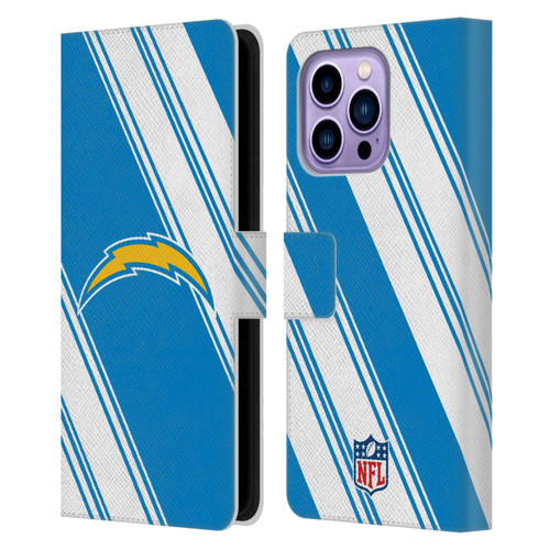 NFL Los Angeles Chargers Artwork Stripes Leather Book Wallet Case Cover For Apple iPhone 14 Pro Max