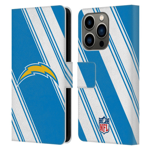 NFL Los Angeles Chargers Artwork Stripes Leather Book Wallet Case Cover For Apple iPhone 14 Pro