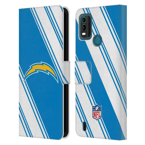 NFL Los Angeles Chargers Artwork Stripes Leather Book Wallet Case Cover For Nokia G11 Plus