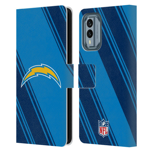 NFL Los Angeles Chargers Artwork Stripes Leather Book Wallet Case Cover For Nokia X30