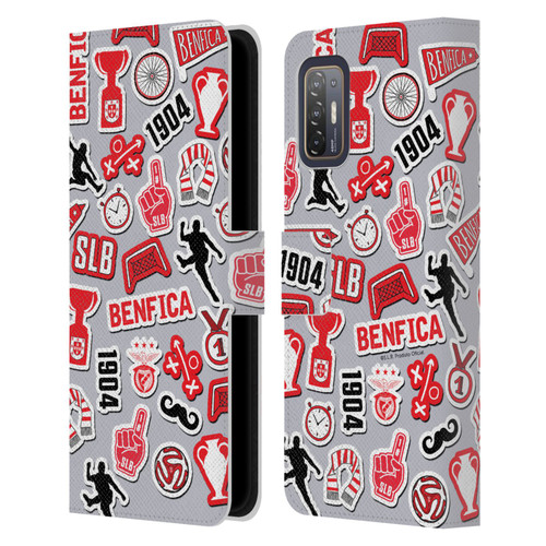 S.L. Benfica 2021/22 Crest Stickers Leather Book Wallet Case Cover For HTC Desire 21 Pro 5G