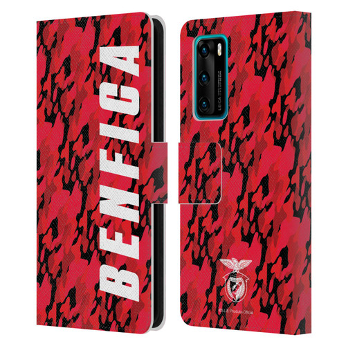 S.L. Benfica 2021/22 Crest Camouflage Leather Book Wallet Case Cover For Huawei P40 5G