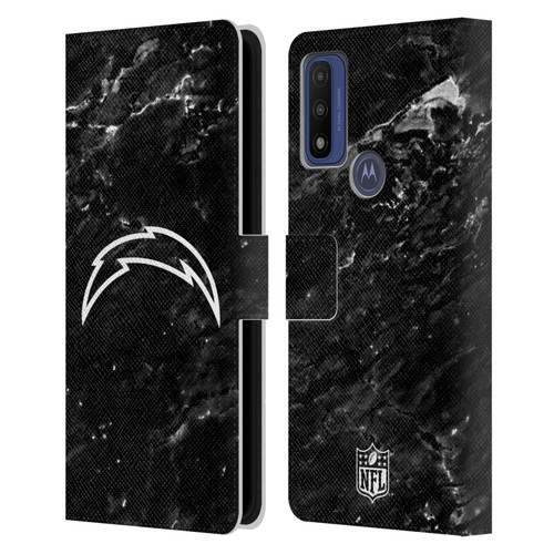NFL Los Angeles Chargers Artwork Marble Leather Book Wallet Case Cover For Motorola G Pure