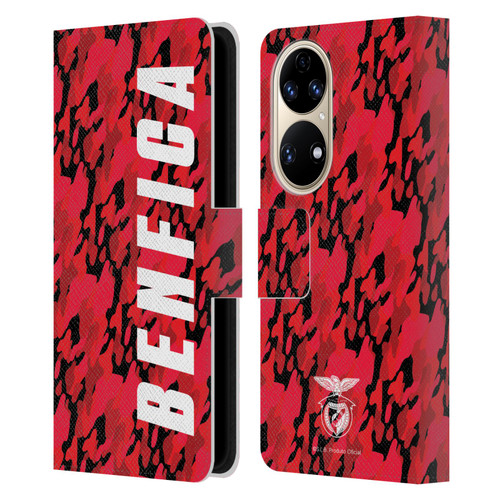 S.L. Benfica 2021/22 Crest Camouflage Leather Book Wallet Case Cover For Huawei P50