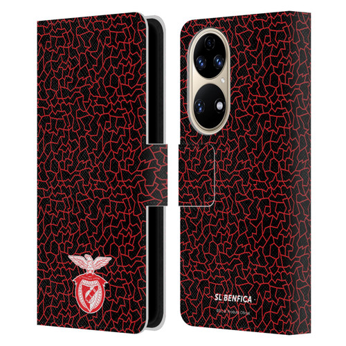 S.L. Benfica 2021/22 Crest Mosaic Pattern Leather Book Wallet Case Cover For Huawei P50