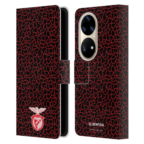 S.L. Benfica 2021/22 Crest Mosaic Pattern Leather Book Wallet Case Cover For Huawei P50 Pro