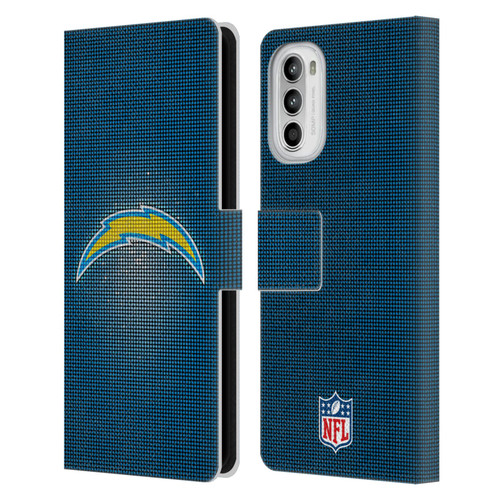 NFL Los Angeles Chargers Artwork LED Leather Book Wallet Case Cover For Motorola Moto G52