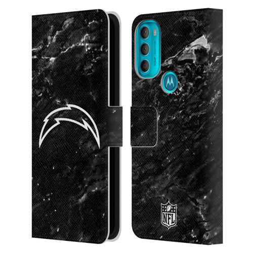 NFL Los Angeles Chargers Artwork Marble Leather Book Wallet Case Cover For Motorola Moto G71 5G
