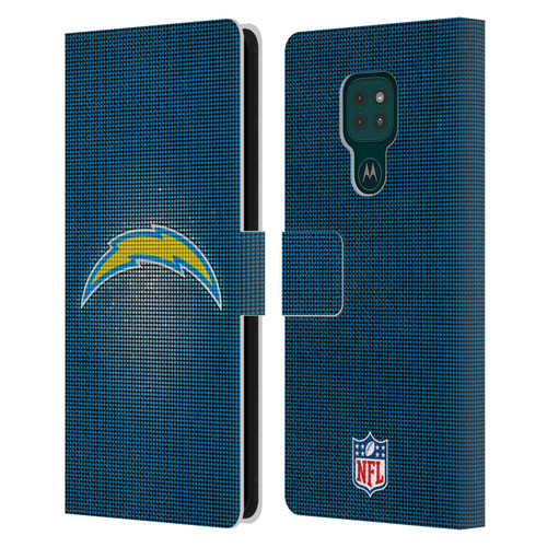 NFL Los Angeles Chargers Artwork LED Leather Book Wallet Case Cover For Motorola Moto G9 Play