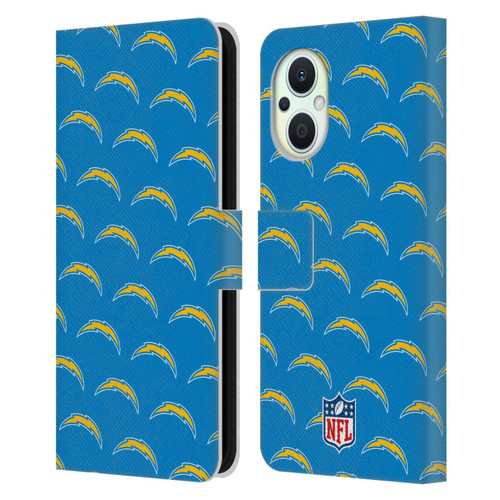 NFL Los Angeles Chargers Artwork Patterns Leather Book Wallet Case Cover For OPPO Reno8 Lite